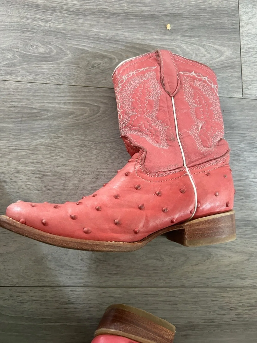 JAR Boots Pink Ostrich Quill Leather Cowboy Boots Size 12.5 Mexico